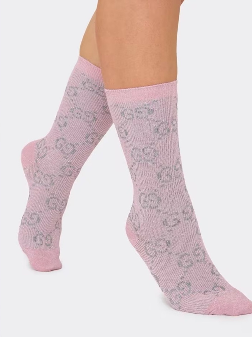 NWOT Gucci Pink GG Monogram Crew Socks